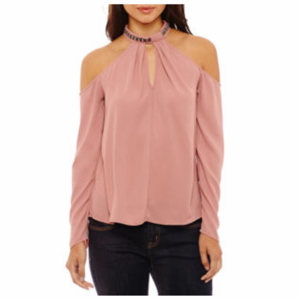 BOLD Elements | L | Women’s Jewel Choker Cold Shoulder Top